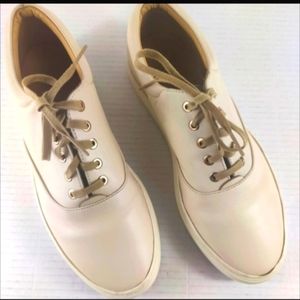 Nisolo Everyday sneaker women's leather in the color of Bone size 10